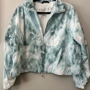 Calvin Klein Performance Womens Tie Dye Half Zip Cropped Jacket Green Medium